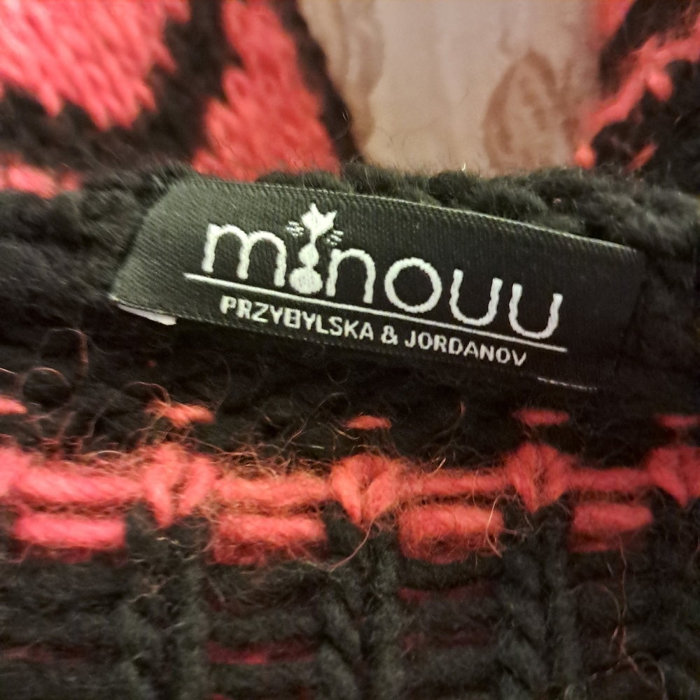Minouu Cardigan Women's M/L Alpaca Blend Hooded Luxury Polish Made Boutique - Picture 5 of 10
